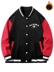 Men's Long Sleeves Pocket Baseball Collar Muppet Bear Print Jacket