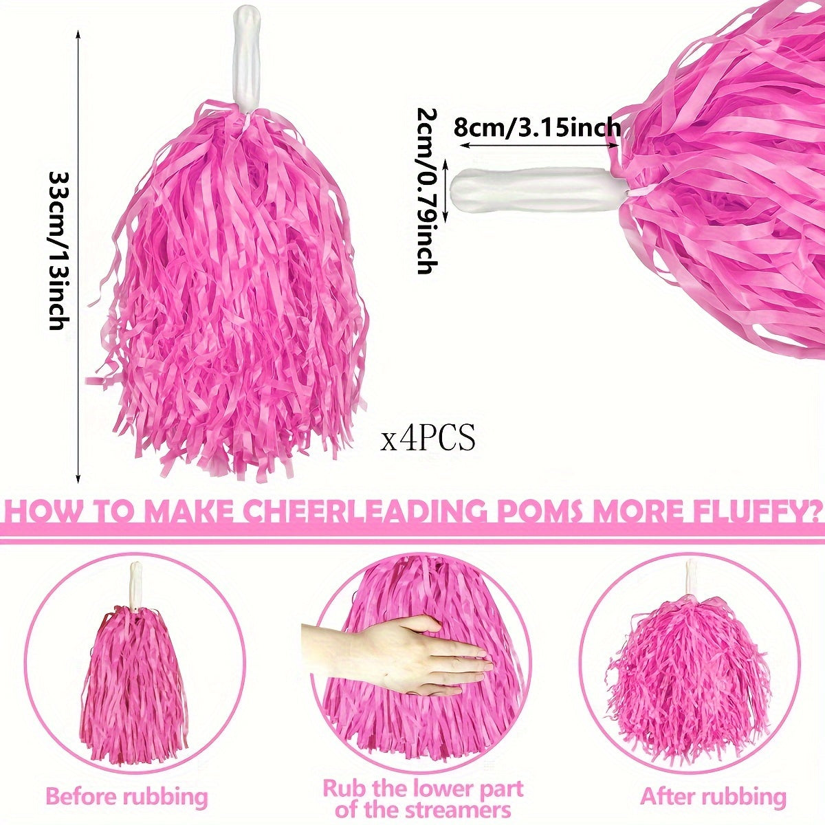 Cheerleading Pom Poms Sports Team Football Basketball 4pcs set