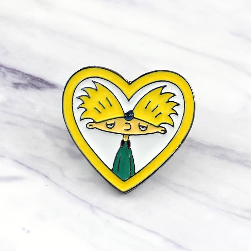 Heart Shaped Boy Brooch Cartoon Design