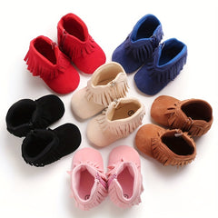 Cozy Tassel Boots for Baby Girls Non-slip Zip Shoes