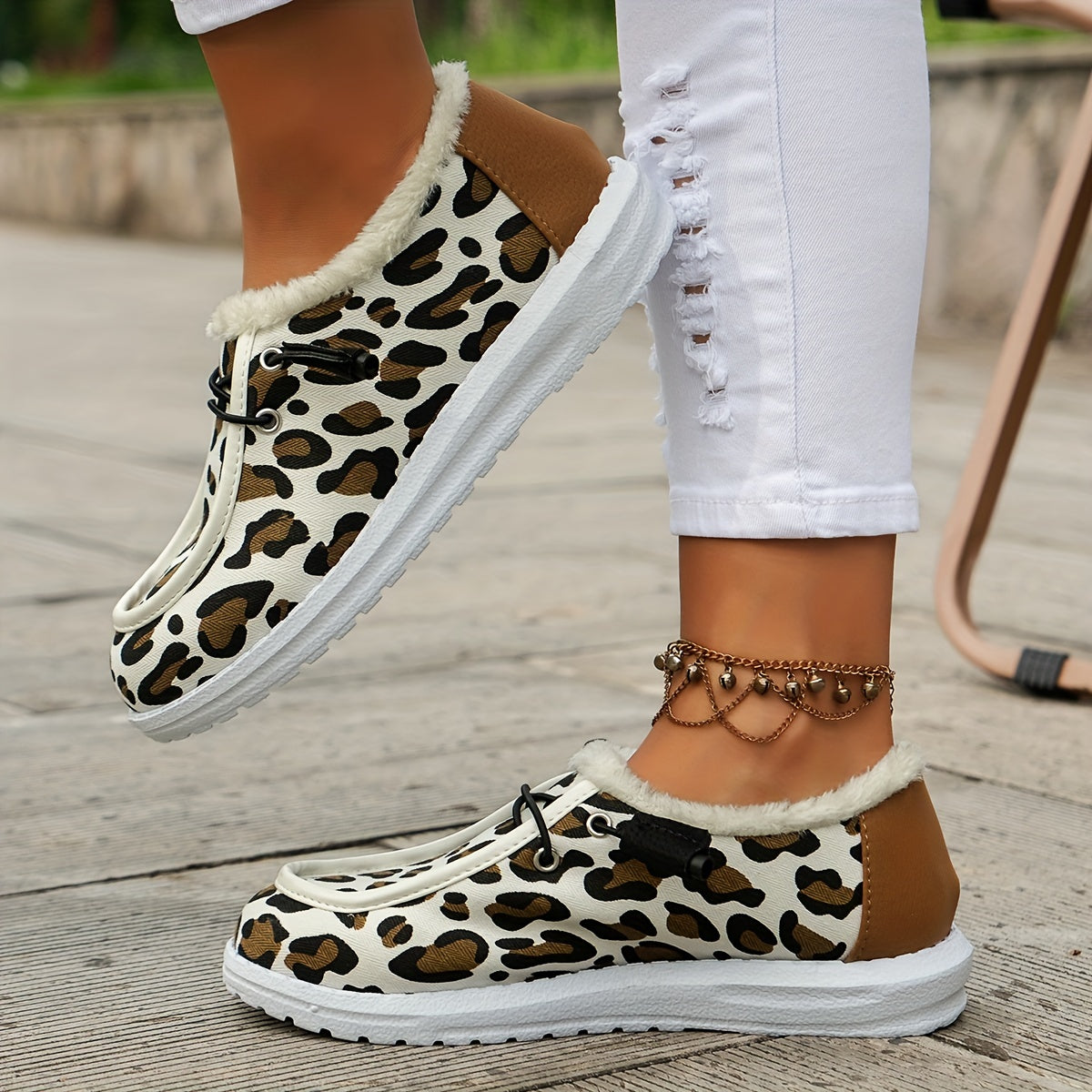 Leopard Pattern Non-slip Warm Walking Sneakers Sport Shoes