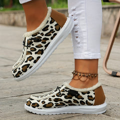 Leopard Pattern Non-slip Warm Walking Sneakers Sport Shoes