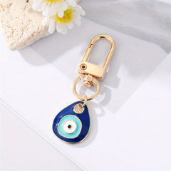 Water Drop Heart Eye Keychain For Couple Rhinestone Metal Eye Bag Car Accessorie