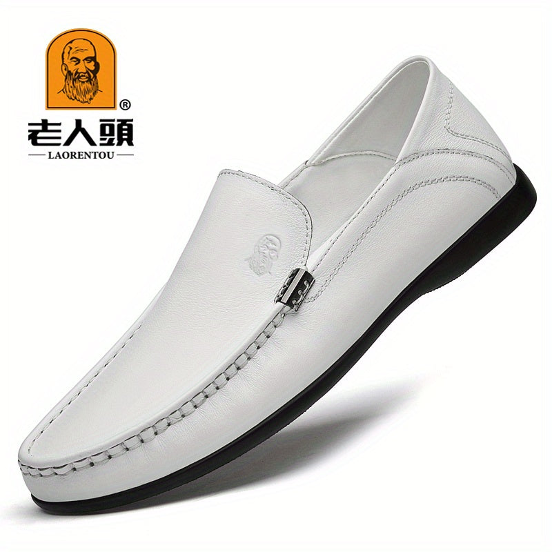 LAORENTOU Men's Leather Slip On Shoes Lightweight Non Slip Casual Shoes
