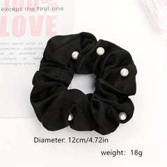Faux Pearl Hair Ties Fabric Scrunchies Elastic Ponytail Hair Rope