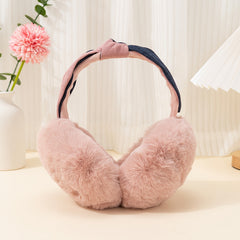 Winter Women Outdoor Earmuff Bowknot Thick Plush Ear Warm Fluffy Ear Bag