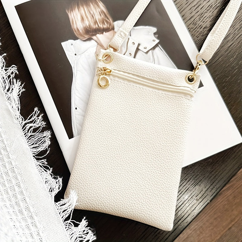 Lychee Pattern Zipper Shoulder Bag for Daily Essentials
