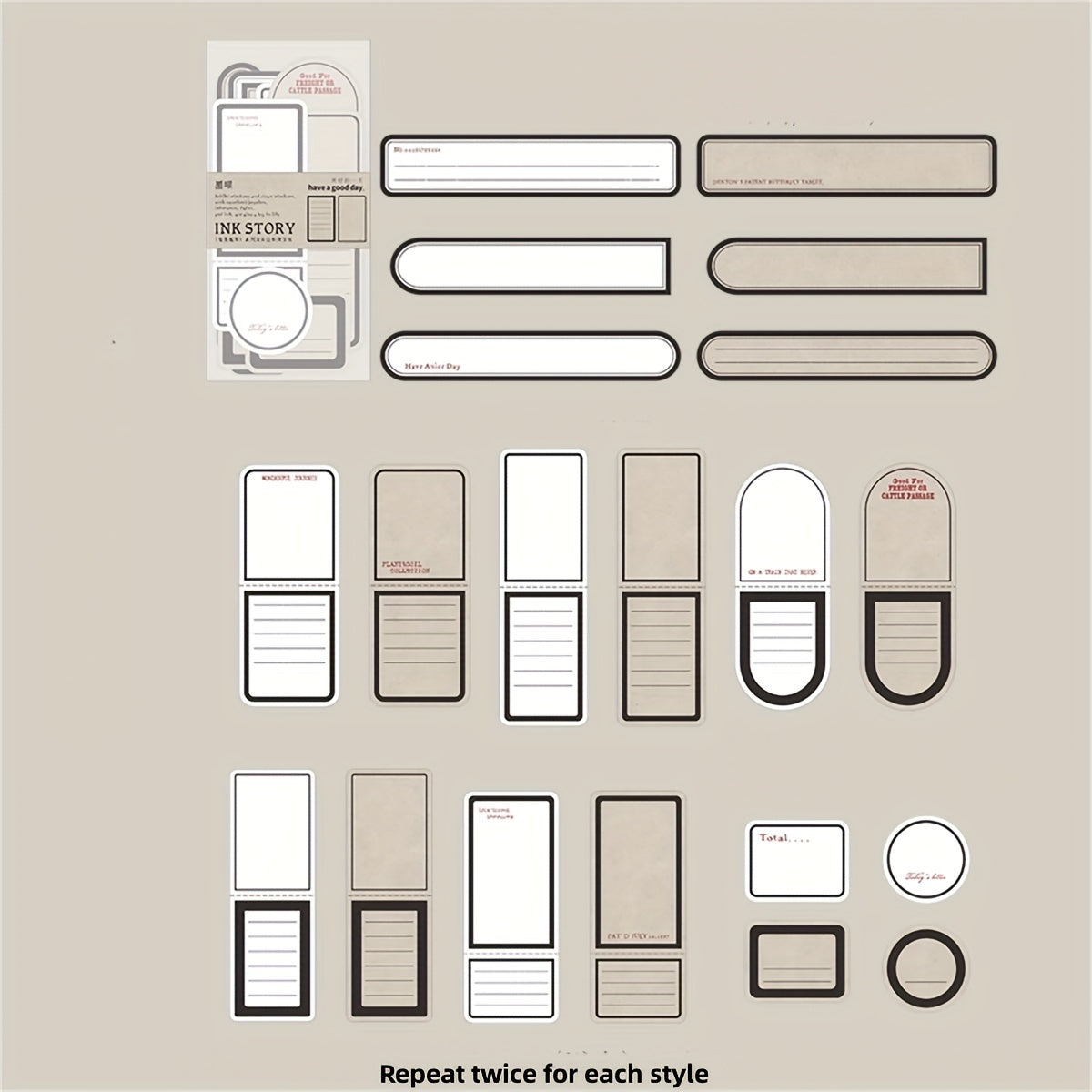 40pcs Retro Border Journal Material Decorative Collage Non Adhesive Pen Ink Set