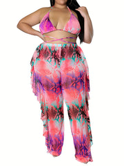  Tie Dye Print Crop Top & Pants Set