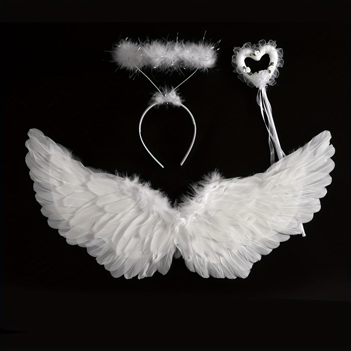 Angel Feather Wings Fairy Stick Headband 3pcs Set Toy