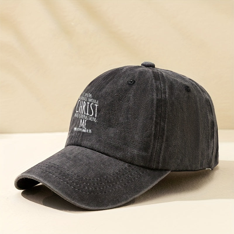 CHRIST Letter Print Baseball Cap Distressed Dad Hat Unisex Couple Sun Hat