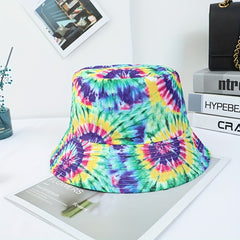 Tie Dye Circles Print Bucket Hat Boho Sunscreen Basin Hat For Women Men