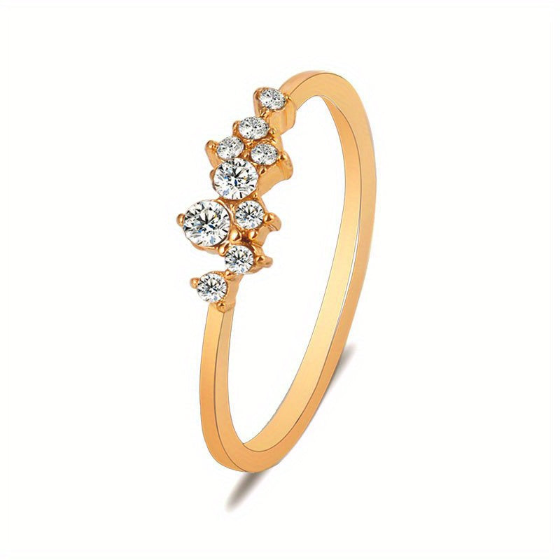Heart Wave Cuff Ring with Rhinestone Inlay