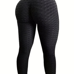  Casual Leggings Women's Plus Solid Honeycomb Pattern Fitness Leggings