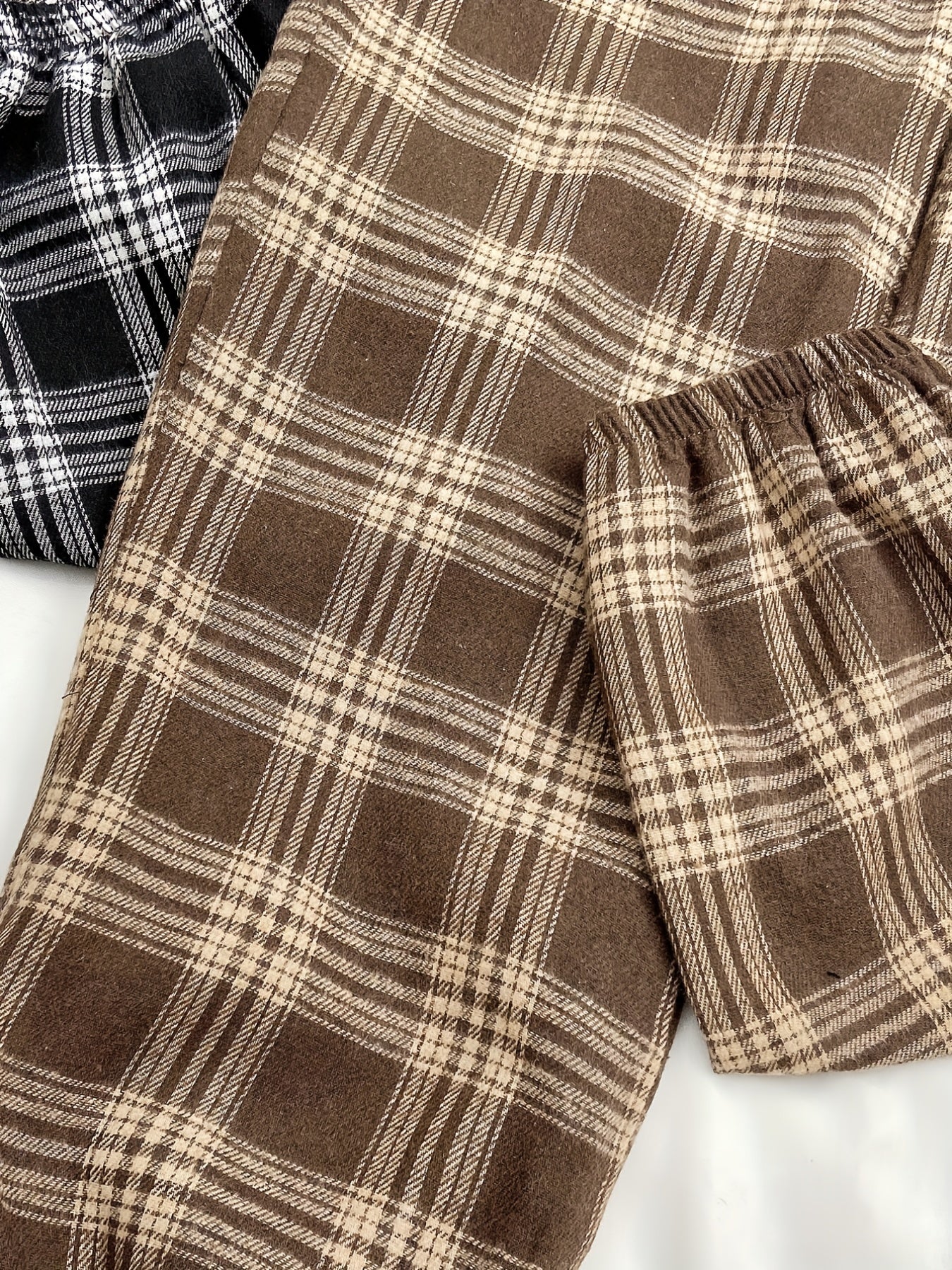 2pcs Plaid Sleep Bottoms Soft & Comfy Elastic Waistband Pants
