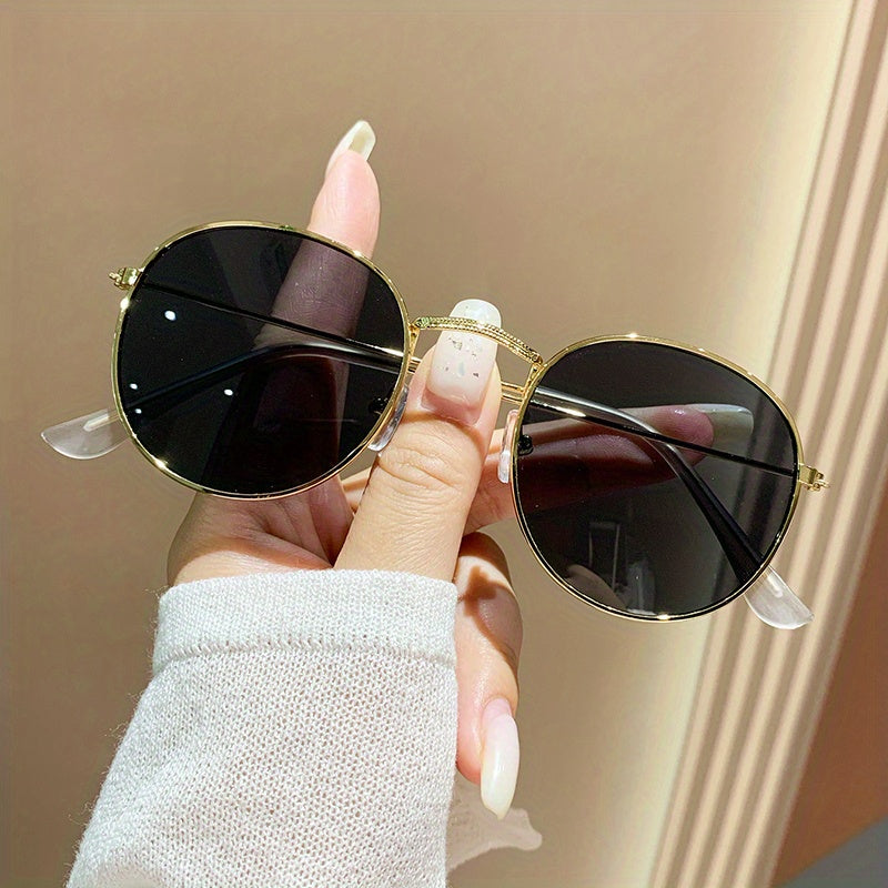 Round Metal Sunglasses Anti Glare UV400 Sun Shades For Driving