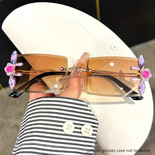 Rhinestone Flower Sunglasses UV400 Sun Shades Beach Party