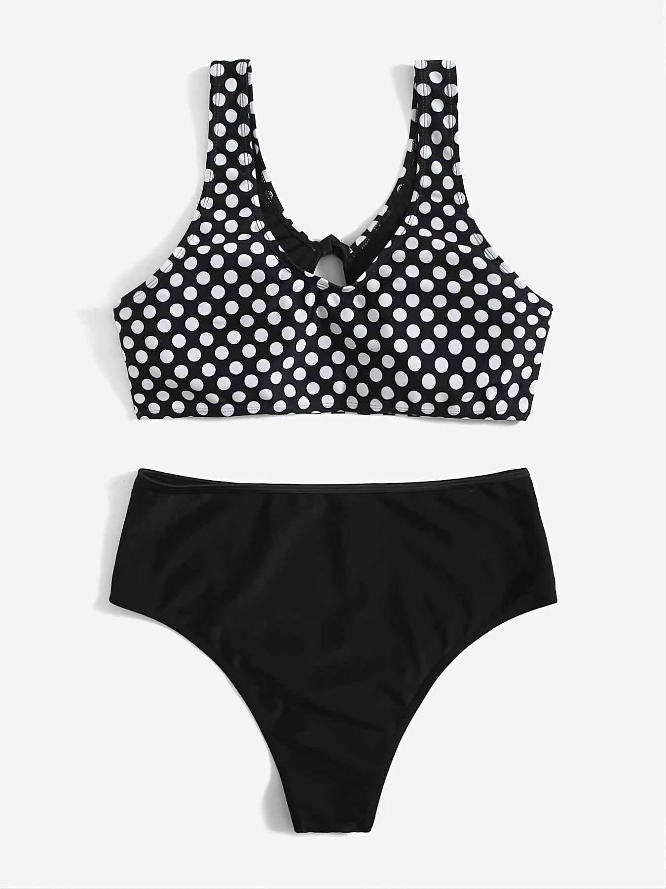  Polka Dot Knot Front Bikini Set Women's Plus Vacation