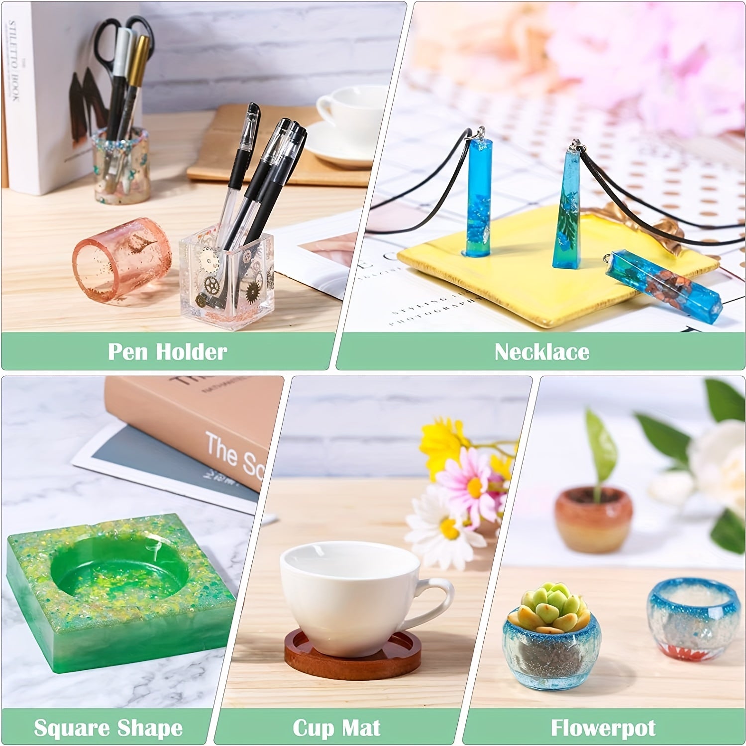14pcs Silicone Resin Molds Kit for UV Resin Casting
