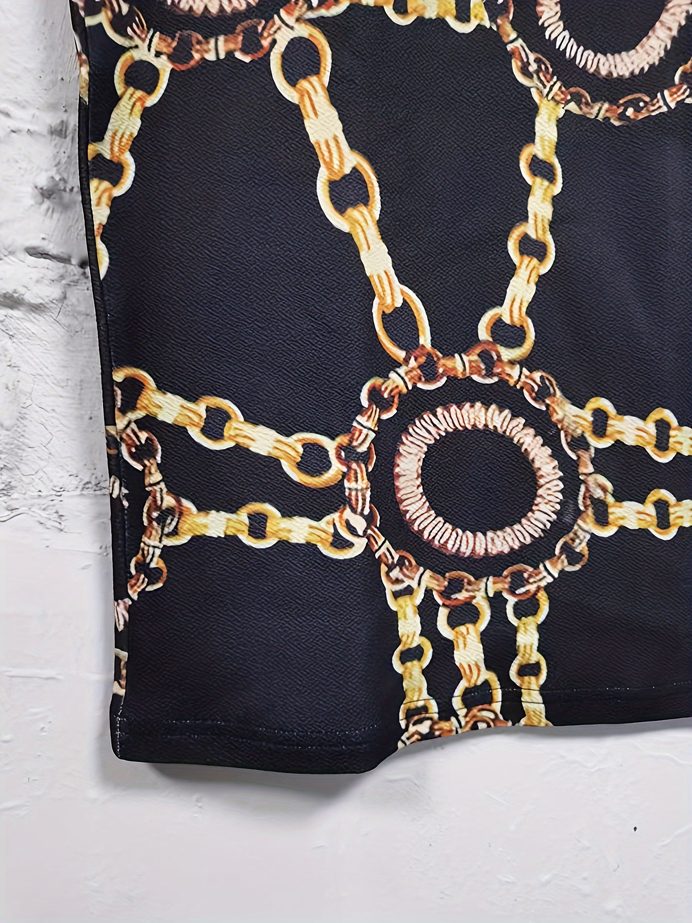  Chain Print High Rise Bodycon Midi Skirt