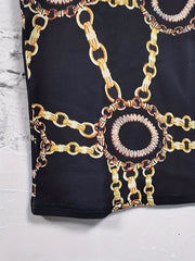  Chain Print High Rise Bodycon Midi Skirt