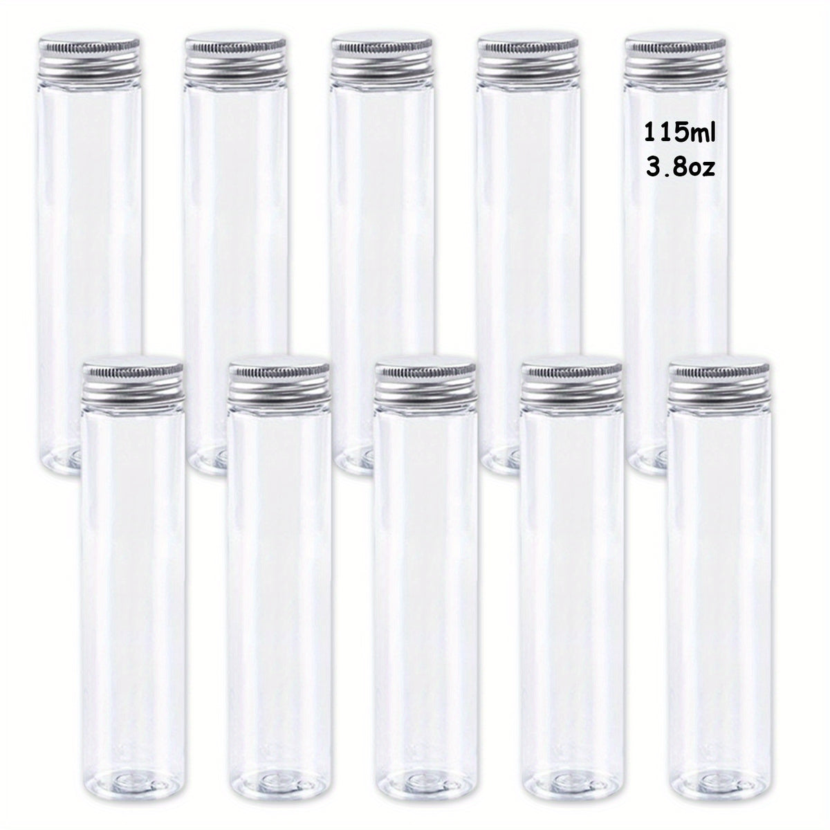 10pcs 115ml Clear Plastic Test Tubes With Caps