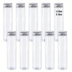 10pcs 115ml Clear Plastic Test Tubes With Caps