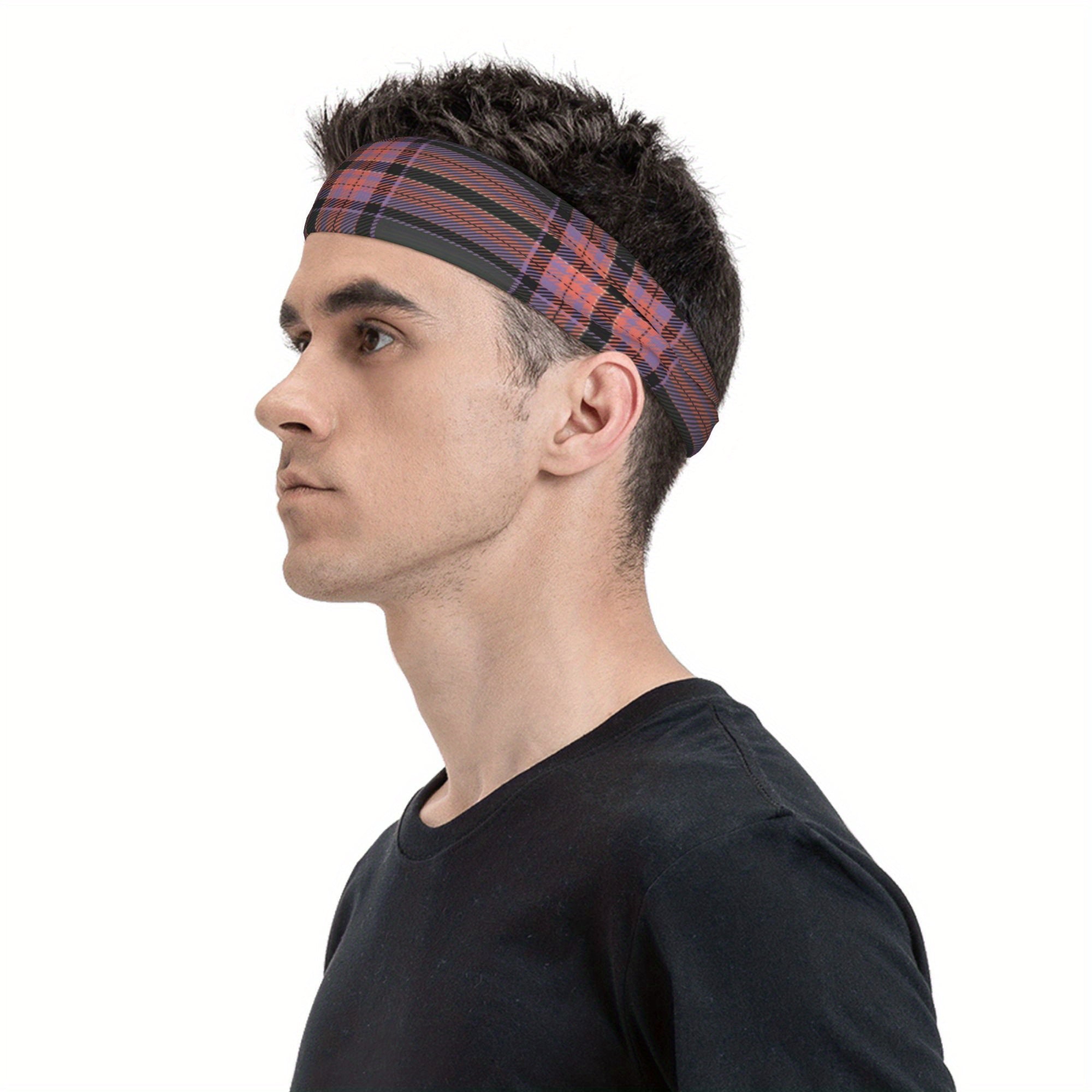 Vintage Plaid Headband Purple Orange Striped Sports & Casual Outfits