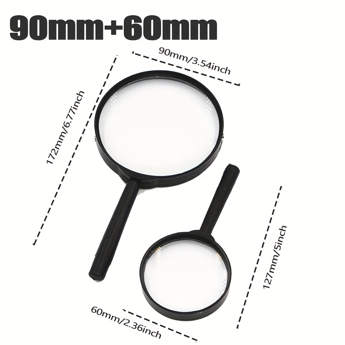 2pcs Magnifying Glass Handheld Reading Magnifier For Seniors