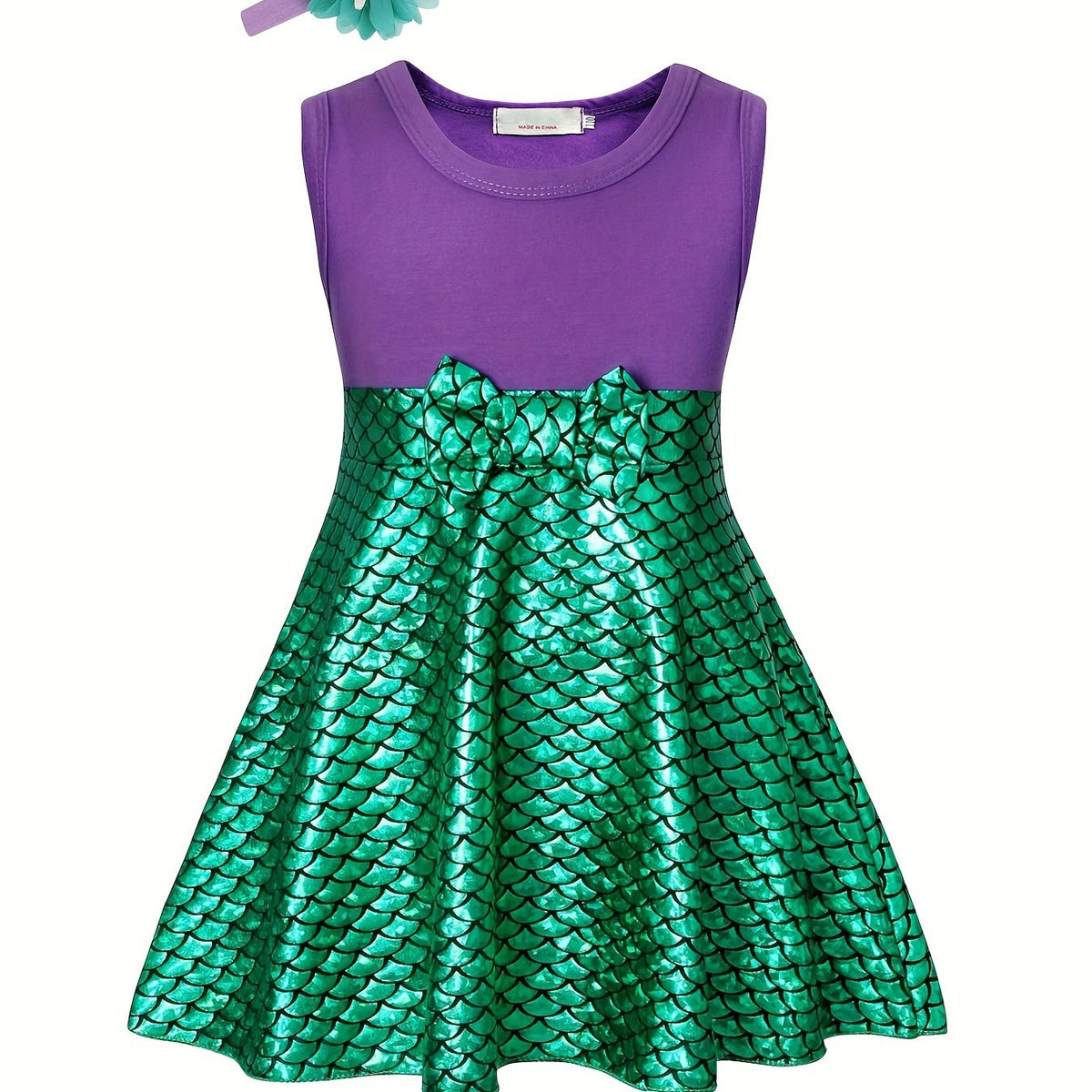 Girls Princess Dress & Accessories Fish Scale Print Cosplay Costume