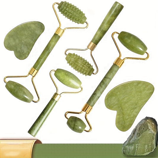 Jade Roller & Gua Sha Facial Massager for Face Eyes Neck and Body