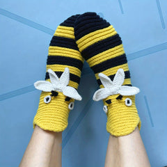 Cartoon Bee Knitted Socks Women's Stockings & Hosiery