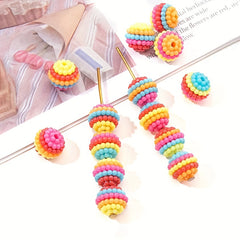 20pcs 30pcs 14mm Straight Hole Block Plum Ball Beads Rainbow DIY Bracelet