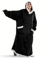  Flannel Lounge Robe Hooded Winter Fleece Blanket
