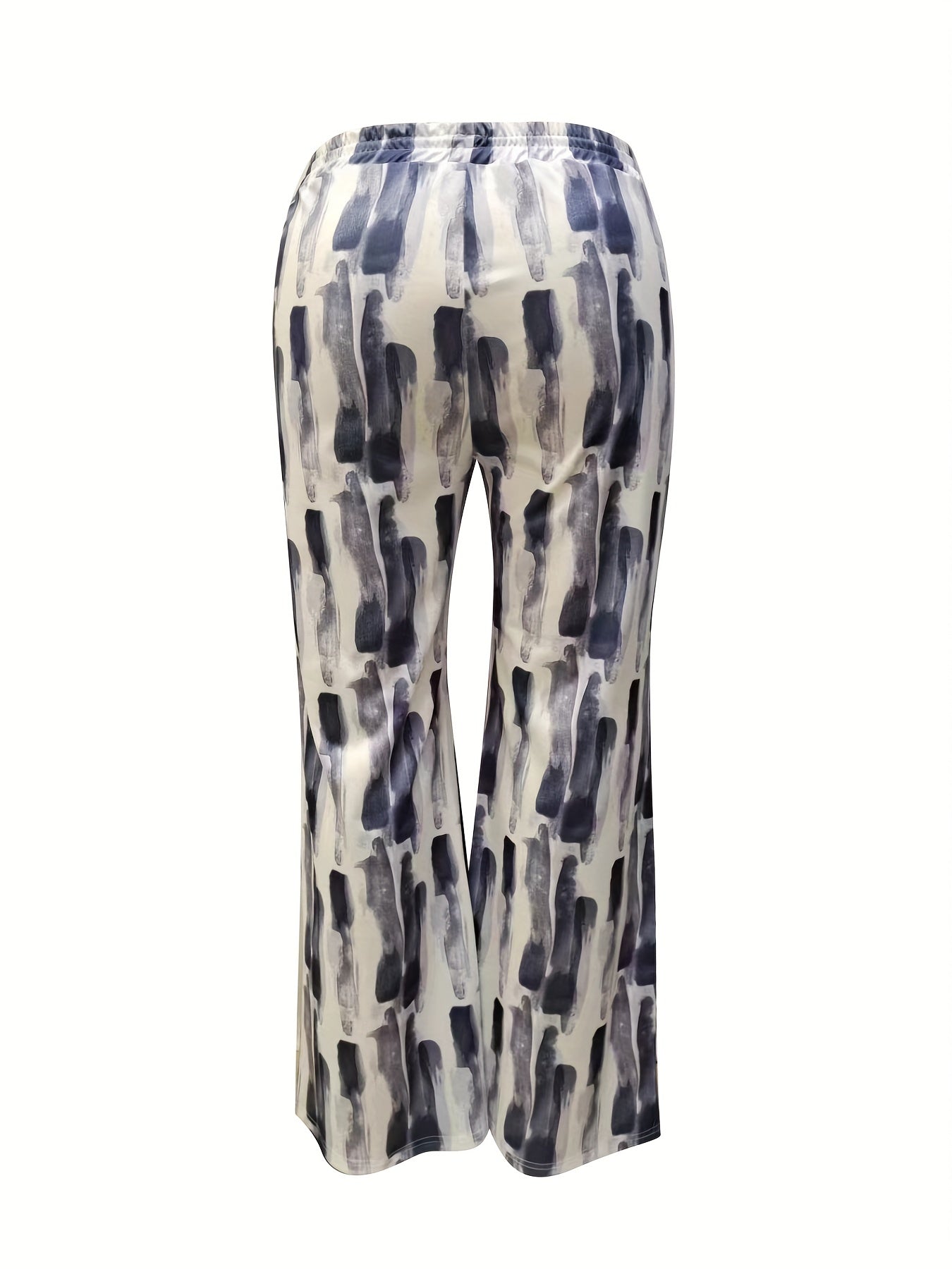  Allover Print Drawstring Wide Leg Trousers