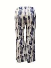  Allover Print Drawstring Wide Leg Trousers