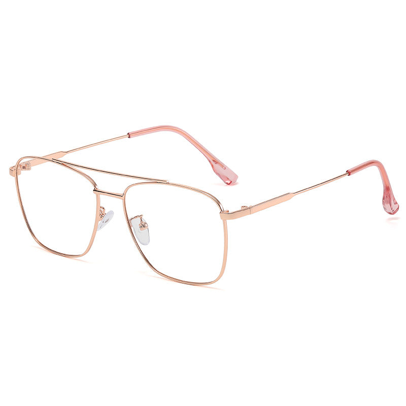 Vintage Metal Double Beam Anti Light Glasses Frame Men's Eyeglasses