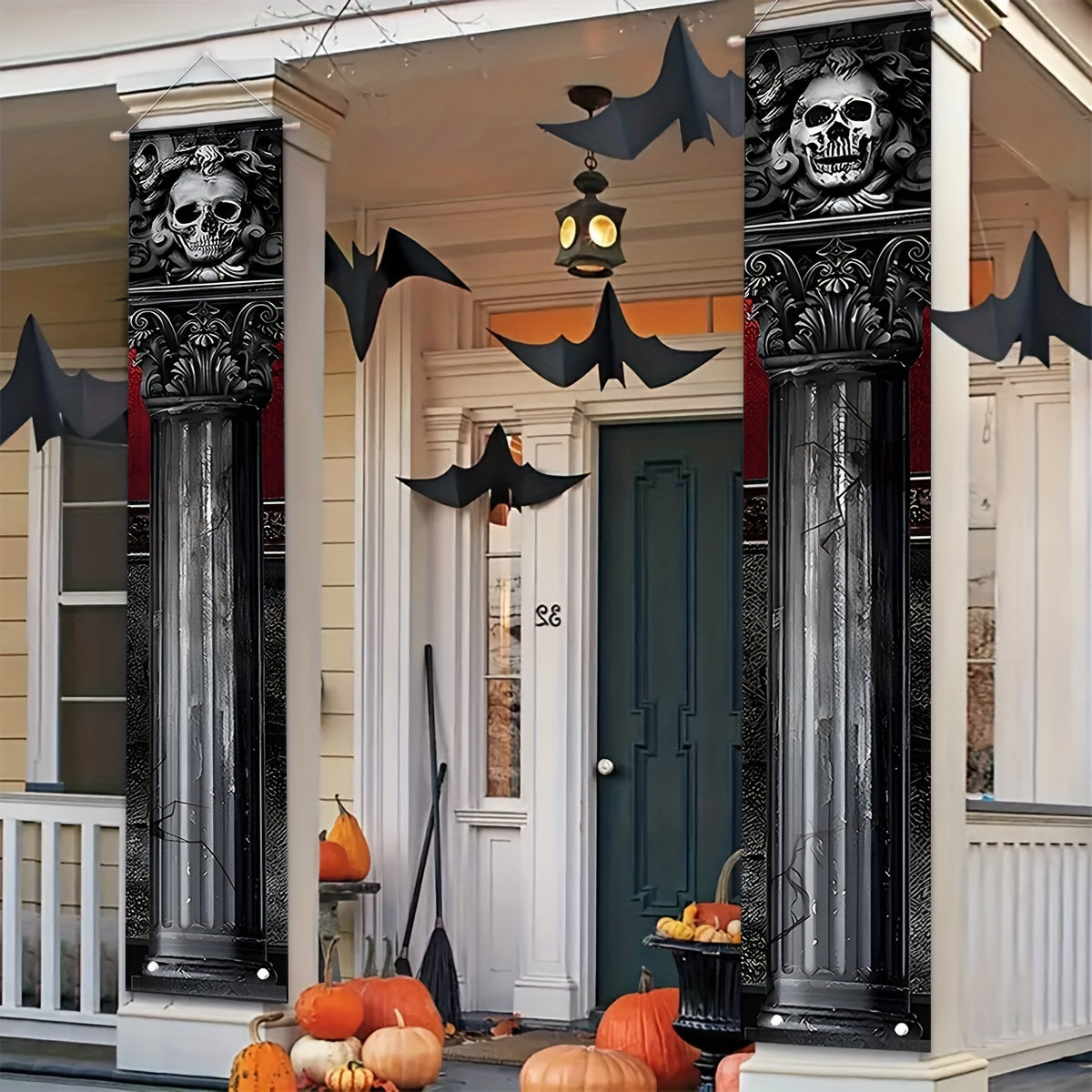 Halloween Gothic Mansion Banners Skull Hanging Banners