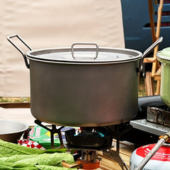 9L Titanium Pot with Foldable Handle & Lid for Camping - Outdoor Tableware