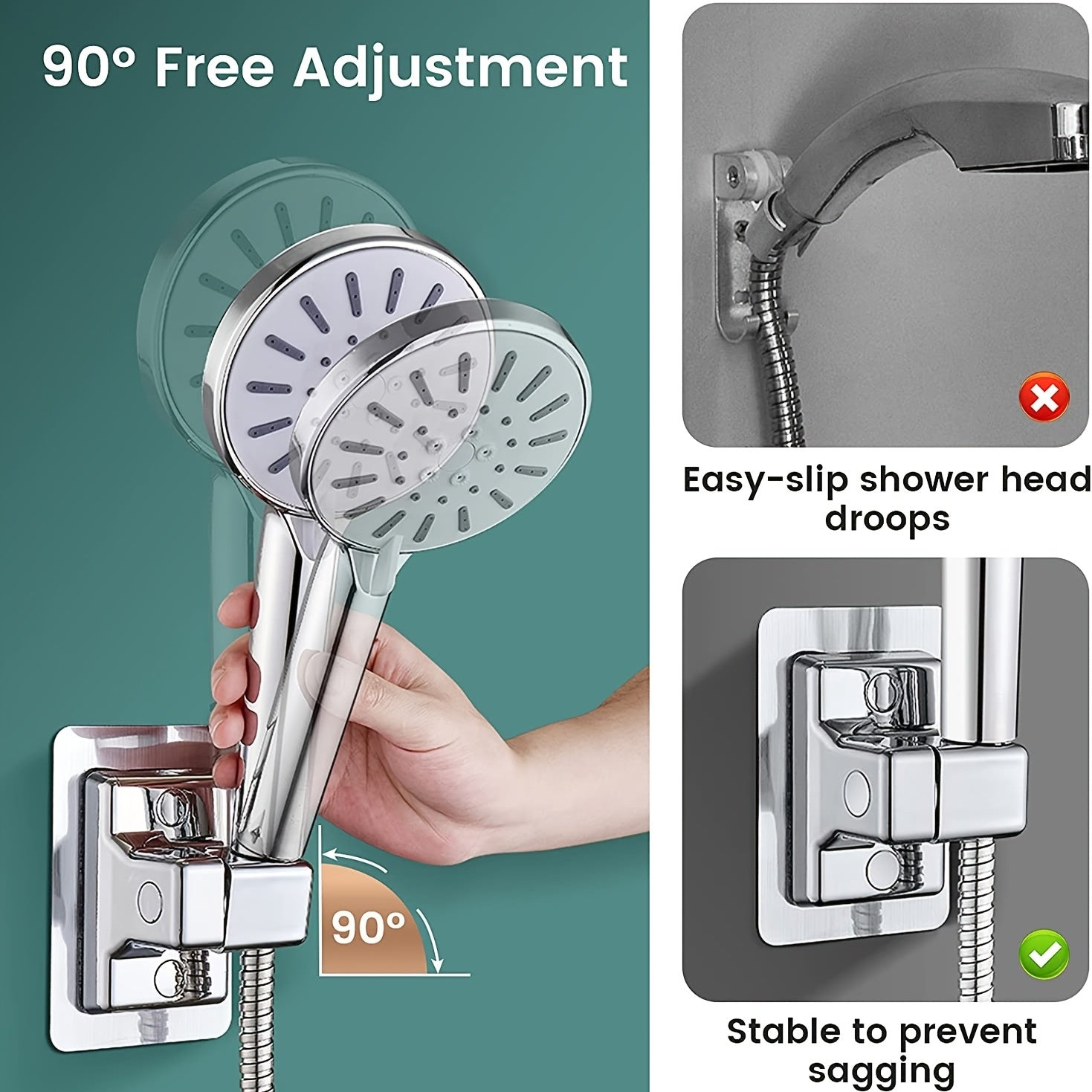 Shower Head Holder with Adjustable Bracket Wall Mount