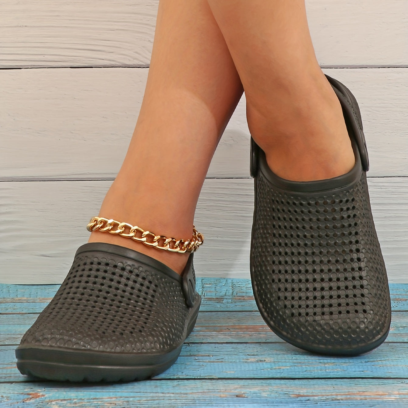 Women's Casual Garden Clogs Hollow Out Closed Toe Slip On Shoes