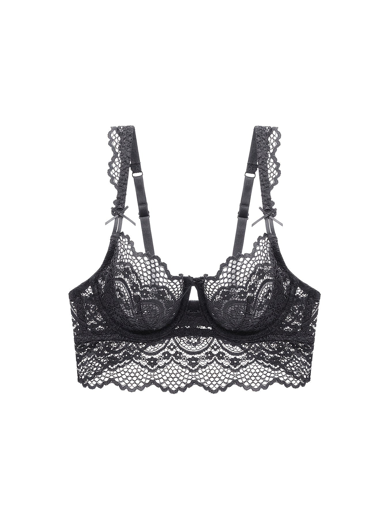 Soft Lace Mesh Everyday Bras Comfortable & Bow Thin Cup Intimates Bra