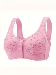 3 Floral Wireless Bras Front Buckle Comfy Lingerie
