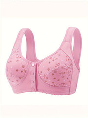 Floral Print Button Front Wireless Comfort Bralette