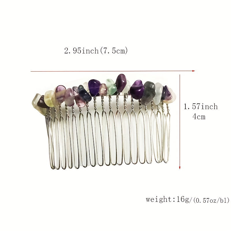 Natural Crystal Stone Hair Comb Amethyst Headwear Bride Hair Accessories