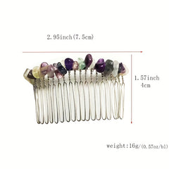 Natural Crystal Stone Hair Comb Amethyst Headwear Bride Hair Accessories