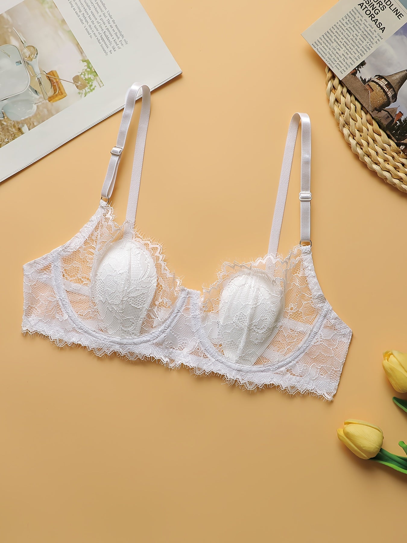 Floral Lace Wireless Bra Mesh Lingerie