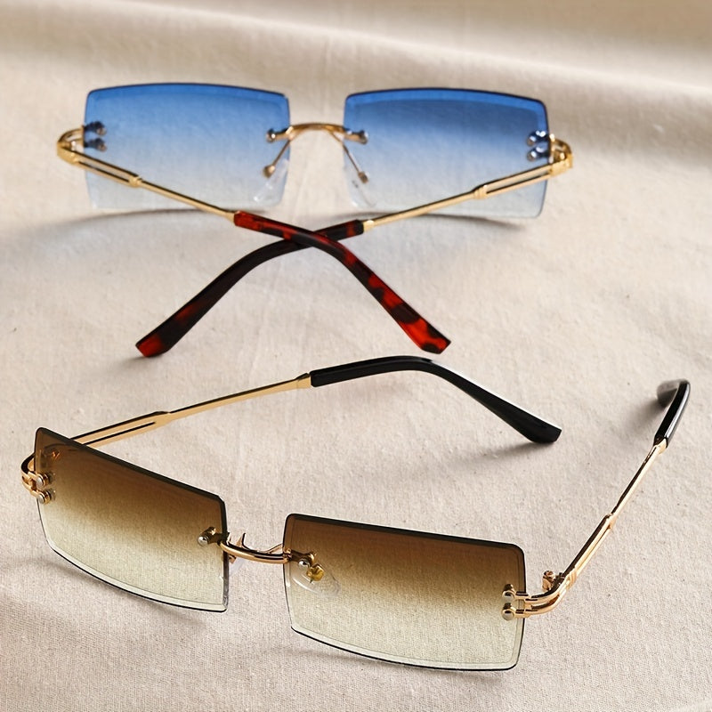 Gradient Rimless Sunglasses Metal Temple UV400