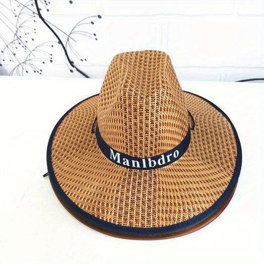 Men's Cowboy Hat Sunshade Straw Hat Men's Summer Outdoor Big Brim