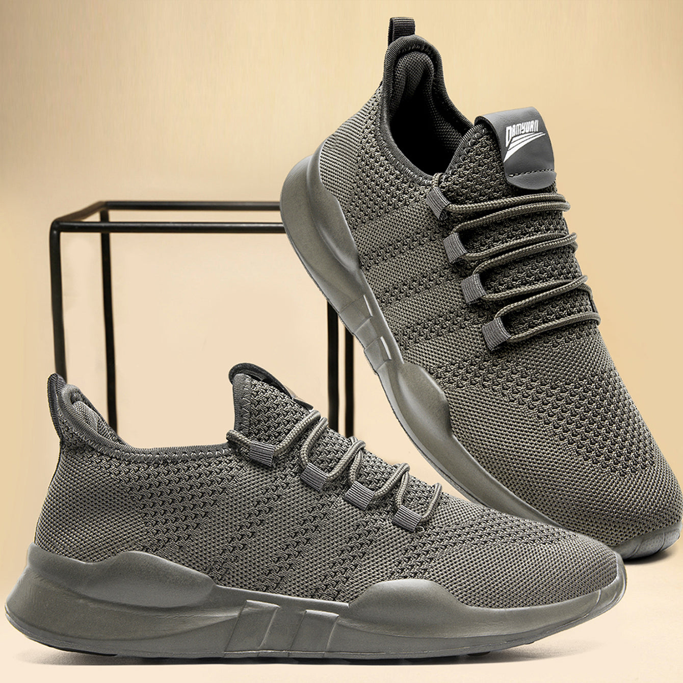 Men's Lightweight Knitted Running Shoes Breathable Sneakers One Size Bigger
